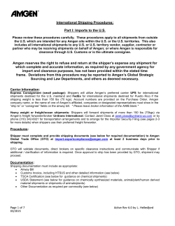 International Shipping Procedures: Part I: Imports to the U.S. Amgen