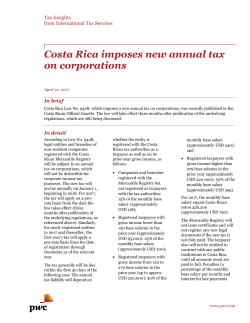 Costa Rica imposes new annual tax on corporations