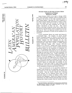 Smith ME. Hern&aacute;n Cort&eacute;s on Aztec City Size