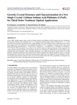 Growth, Crystal Structure and Characterization of a New Single