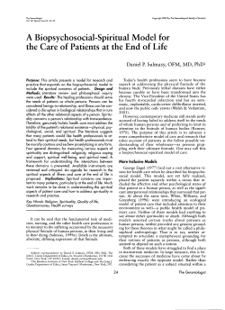 A Biopsychosocial-Spiritual Model for