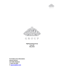 Highland Spring Group Press Kit May 2013 For further press