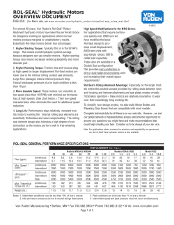 ROL-SEAL&reg; Hydraulic Motors OVERVIEW DOCUMENT