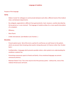 Language of medicine Purpose of the language