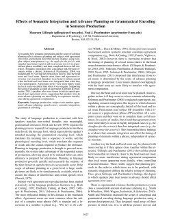 Effects of Semantic Integration and Advance Planning