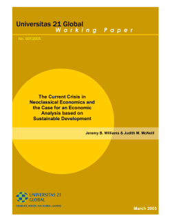 The Current Crisis in Neoclassical Economics and the Case