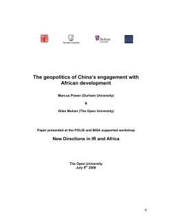 The geopolitics of China`s engagement with African development