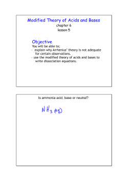Modified Theory of Acids and Bases Objective