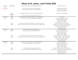 Music at St. James`, Lent-Trinity 2016