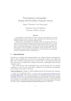 Post-quantum cryptography &ndash; dealing with the fallout of physics