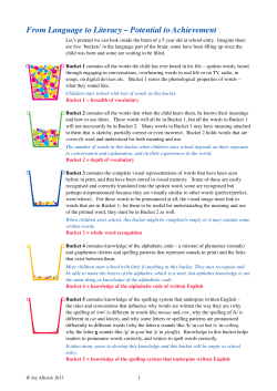 From Language to Literacy – Potential to Achievement