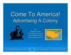 Advertising A Colony By Heather Heinz 8th Grade US History Ellis