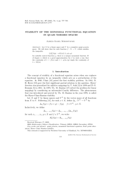 STABILITY OF THE MONOMIAL FUNCTIONAL EQUATION IN