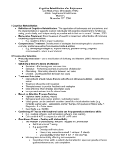 Cognitive Rehabilitation after Polytrauma