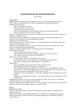 FRANKENSTEIN, OR, THE MODERN PROMETHEUS Mary Shelley