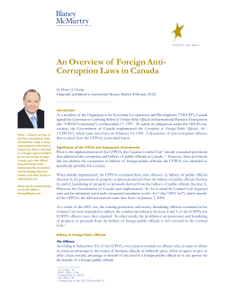 An Overview of Foreign Anti- Corruption Laws in Canada