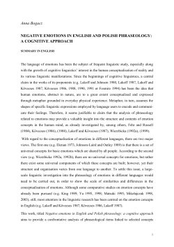 Anna Bogacz NEGATIVE EMOTIONS IN ENGLISH AND POLISH