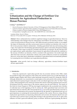 Urbanization and the Change of Fertilizer Use Intensity for