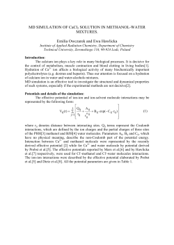 MD SIMULATION OF CaCl2 SOLUTION I METHANOL