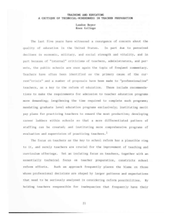 Training and Educating: A Critique of Technical - Purdue e-Pubs