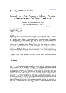 Sustainable Use of Water Resources in the Form of Pisciculture to