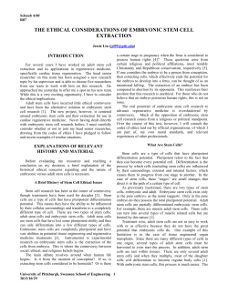 the ethical considerations of embryonic stem cell extraction