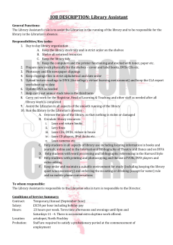 JOB DESCRIPTION: Library Assistant