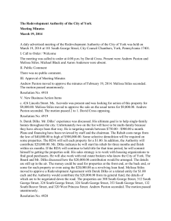 The Redevelopment Authority of the City of York Meeting Minutes