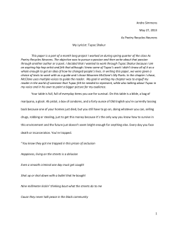 1 Andre Simmons May 27, 2013 As Poetry Recycles Neurons My