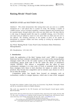 Raising Rivals` Fixed Costs
