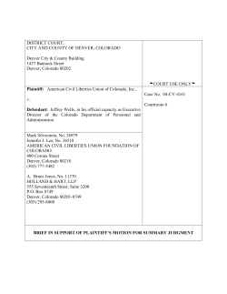 DISTRICT COURT, CITY AND COUNTY OF DENVER, COLORADO