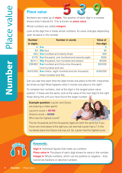 N u m b er Place value