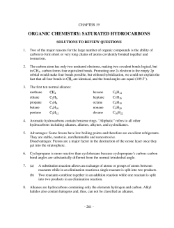 ORGANIC CHEMISTRY: SATURATED HYDROCARBONS