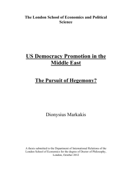 US Democracy Promotion in the Middle East: The Pursuit of