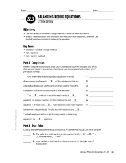 22.3 Balancing Redox Equations Section Review
