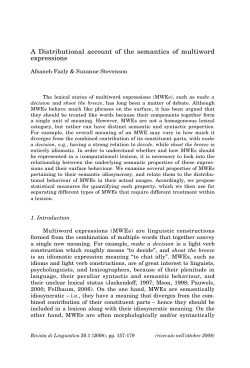 A Distributional account of the semantics of multiword expressions