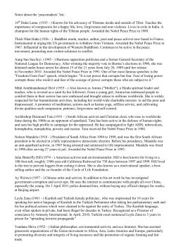 Notes about the &bdquo;peacemakers‟ list: 14 Dalai