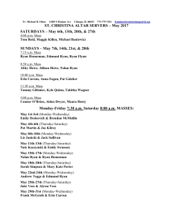 ST. CHRISTINA ALTAR SERVERS &ndash; May 2017 SATURDAYS &ndash; May