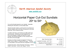 Horizontal Paper Cut-Out Sundials 20o to 54o
