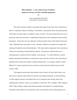 1 Blind optimism: A cross-cultural study of students` temporal