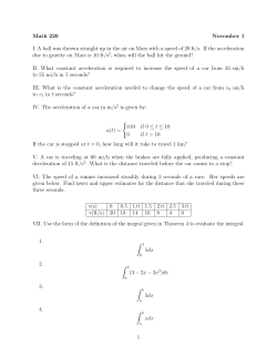 Math 220 November 1 I. A ball was thrown straight up in the air on