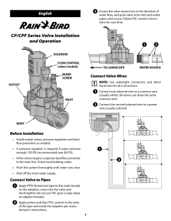 CP/CPF Series Valve Installation and Operation