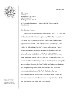 Petition re: Enforcement of Airborne Hunting Act