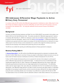 IRS Addresses Differential Wage Payments to Active Duty