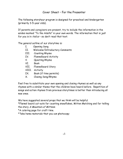 Cover Sheet &ndash; For the Presenter
