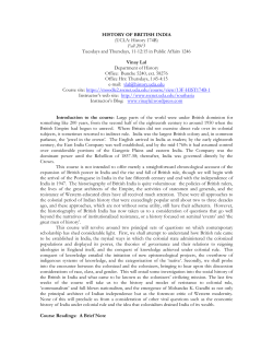 HISTORY OF BRITISH INDIA (UCLA: History 174B) Fall 2013