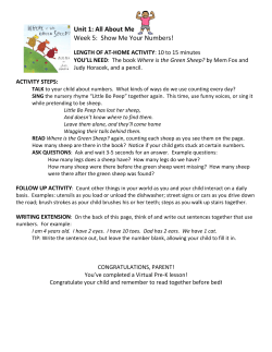 Unit 1: All About Me Week 5: Show Me Your Numbers!