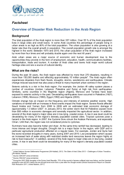 Factsheet Overview of Disaster Risk Reduction in the Arab Region