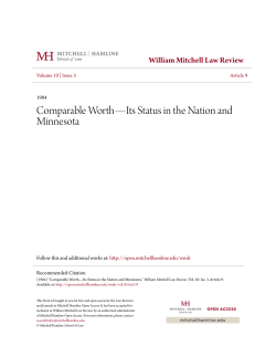 Comparable Worth&mdash;Its Status in the Nation and Minnesota