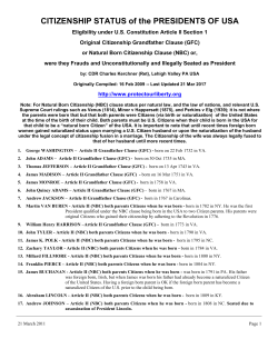 CITIZENSHIP STATUS of the PRESIDENTS OF USA